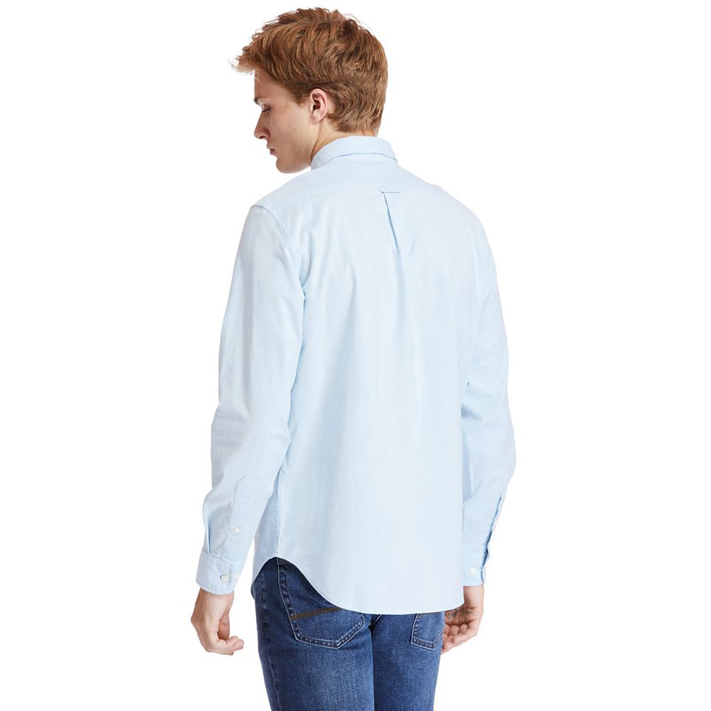 Camisa Masculino - Timberland Pleasant River Stretch Oxford - ORKVD8591 - Azuis